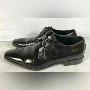 Versace Mens Black Patent Leather Italy Slip-On Loafer Dress Shoes Size 41